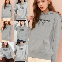 text letter printing hoodies women couple sweatshirt autumn hooded long sleeved top trend female students couples streetwear