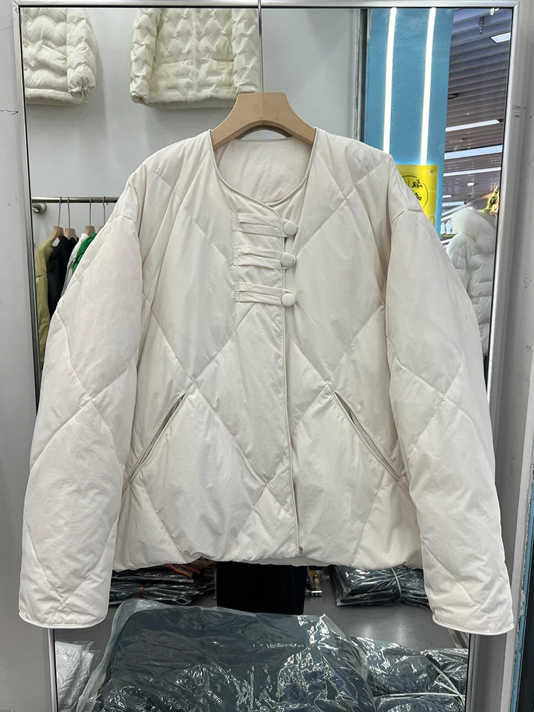 Осень и зима Новый пуховик с круглым вырезом для женщин китайский Sle Пряжка