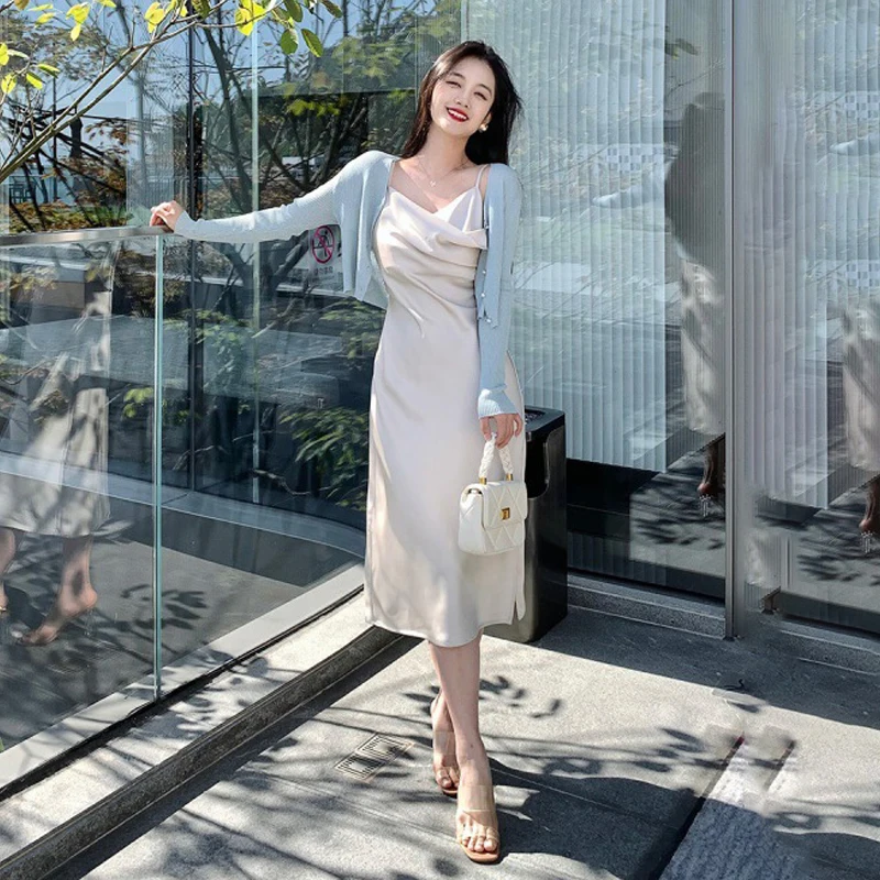 

Новые весенне-летние платья, юбка с расклешенным воротником на бретелях, французское платье, юбка, женская одежда