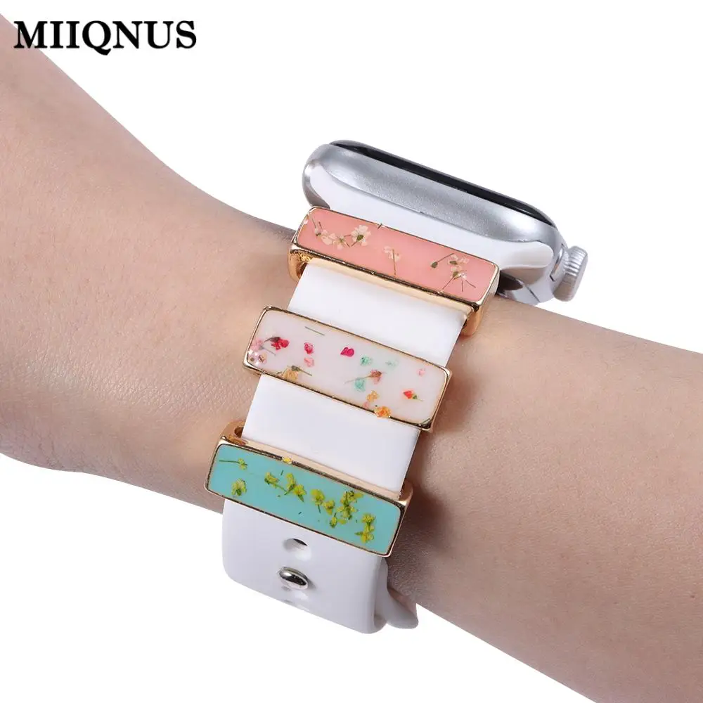 Браслет для Apple Watch металлические подвески Декор капля глазурь цветок кольцо