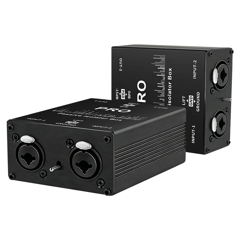 Фото Аудиоизолятор Permalloy, устранитель помех, фильтр общего заземления XLR 6.35 мм для микрофона, микшера, звуковой карты, аксессуар №1