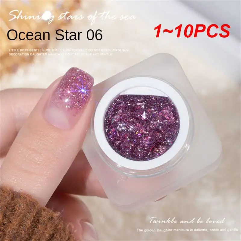 

1 ~ 10 шт., блестящий клей для ногтей, 8 цветов