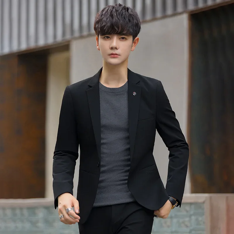 Мужские повседневные блейзеры в западном стиле приталенный Стильный костюм из