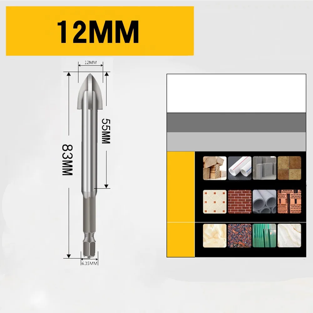 

1PCS 3-12mm Cemented Carbide Triangle Drill Bit For Electric Hand Drill Drilling Glass Ceramic Concrete Power Tools Accessories