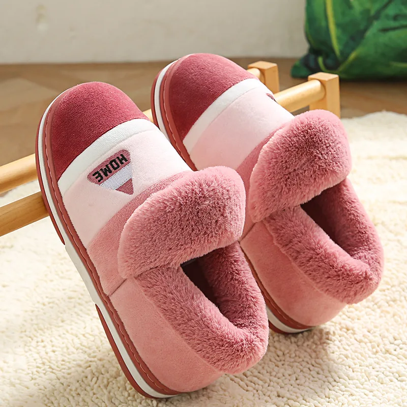 New Men Slippers Big Size Winter Warm Plush Indoor Slides Women Soft Thick Bottom Non-Slip Comfort Shoes Furry Bedroom Shoes images - 6