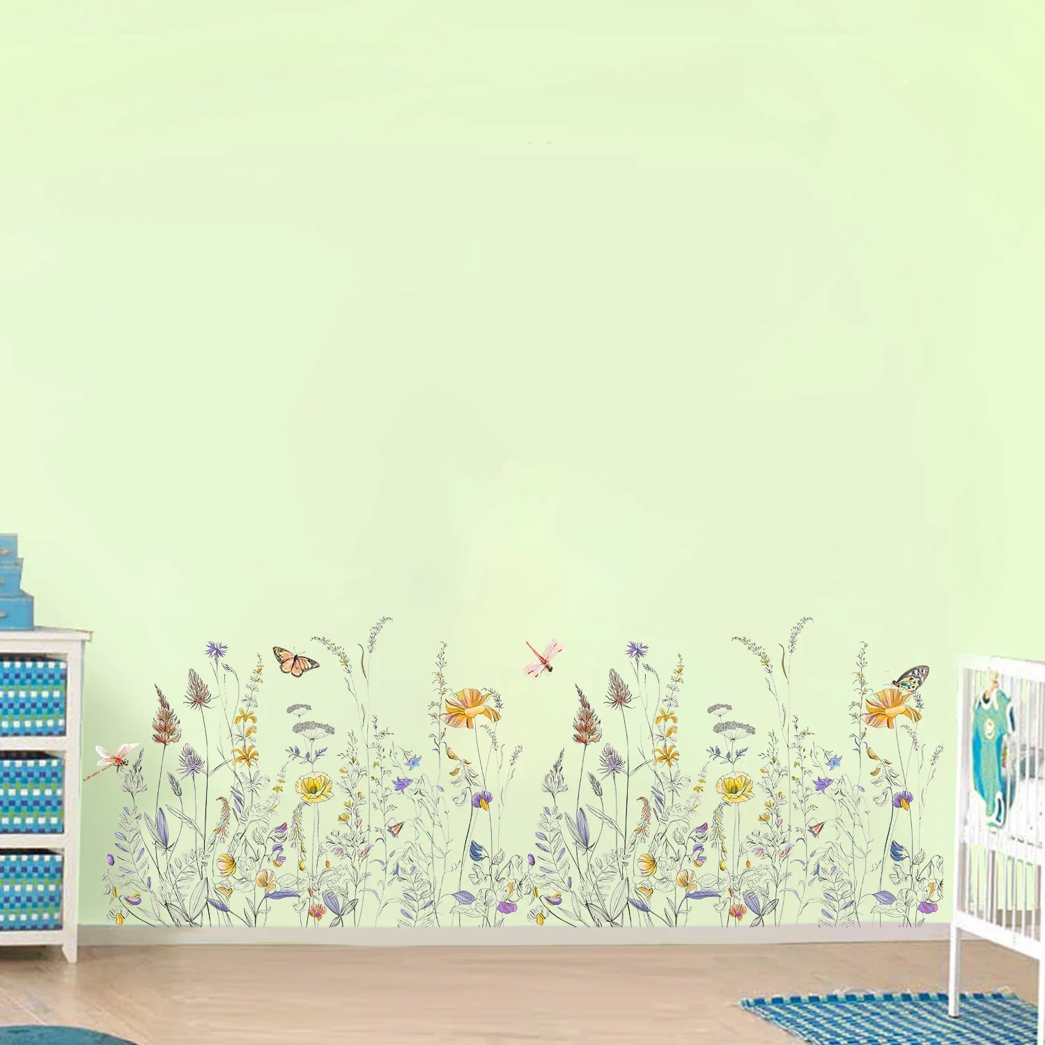 Цветочное растение бабочка наклейки на стену детская комната потолок крыша