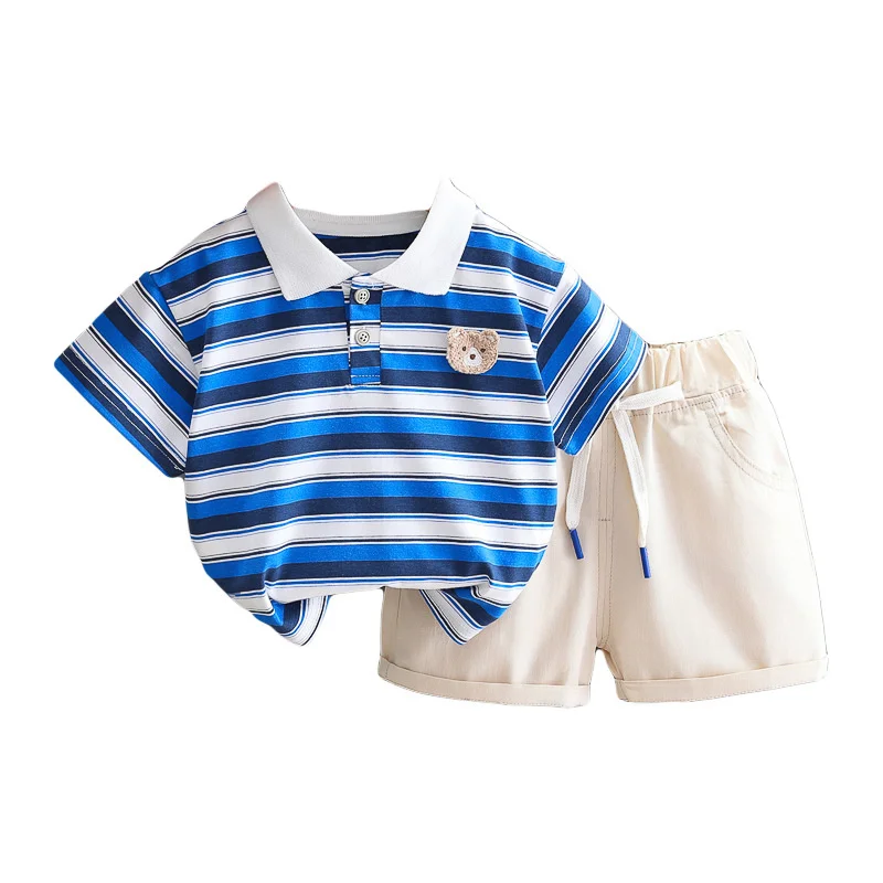 

New Summer Baby Girl Clothes Children Outfits Boys Casual Striped T-Shirt Shorts 2Pcs/Set Toddler Sports Costume Kids Tracksuits
