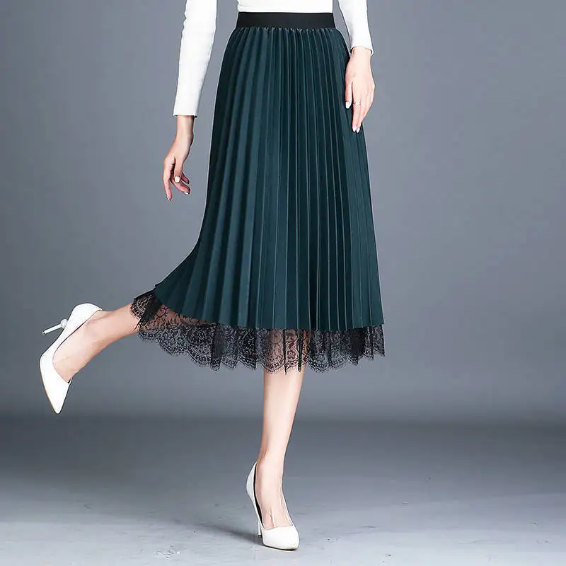 traf skirt 야외섹스용스커트  women autumn and winter new high-waisted lace gauze skirt half-length bottom skirt is long and slim.