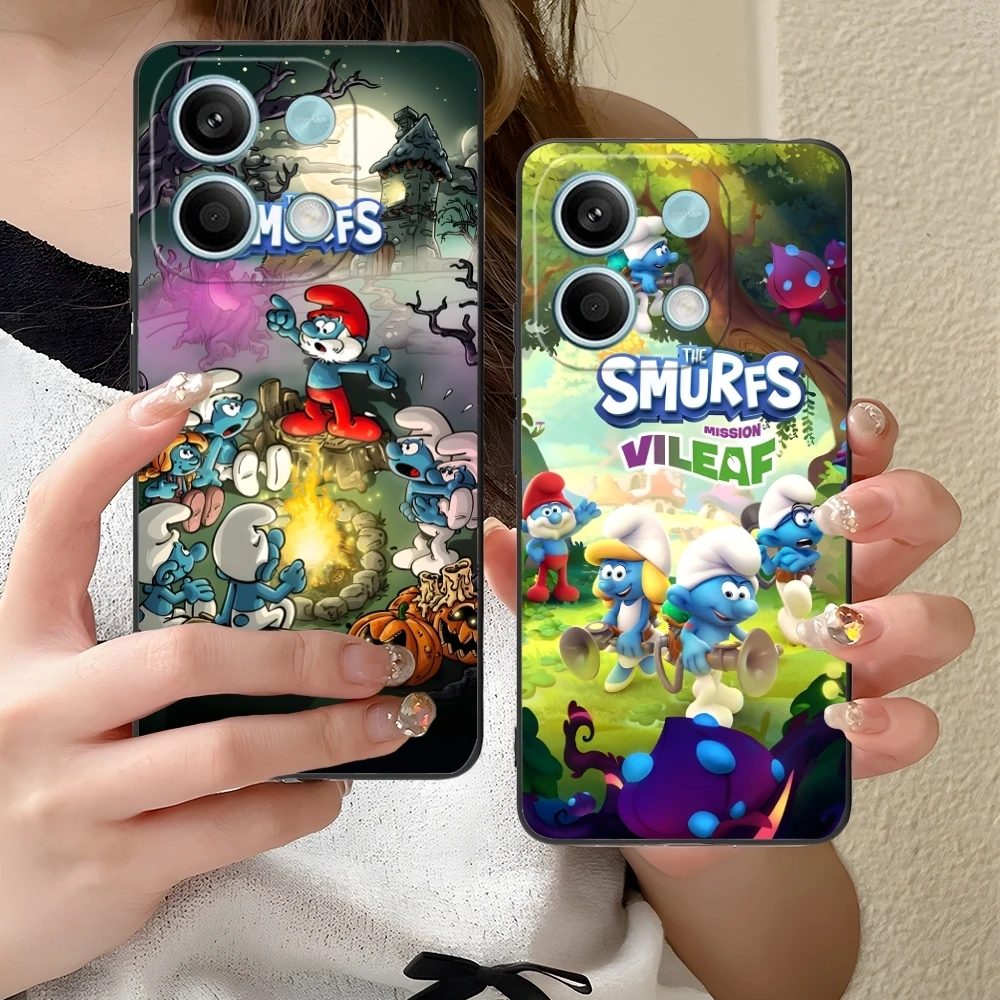 Smurfs Smurfette Smart Mobile Cell Phone Case for Xiaomi Redmi 14 13 13C 12 12C 10 10C A1 A2 A3 Plus 5G Black Cover Shell