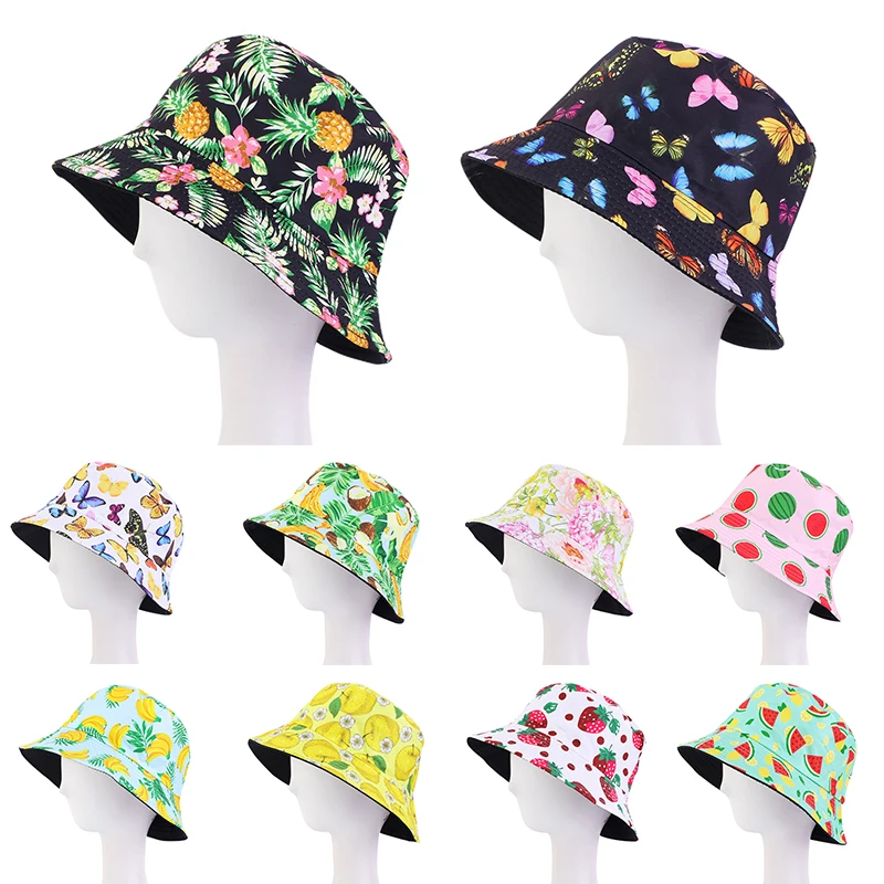 

Summer Vegetables Fruits Print Bucket Hats For Girls Fashion Hip Hop Sun Visor Hat Men Women Fisherman's Cap Boy Panama Gorros