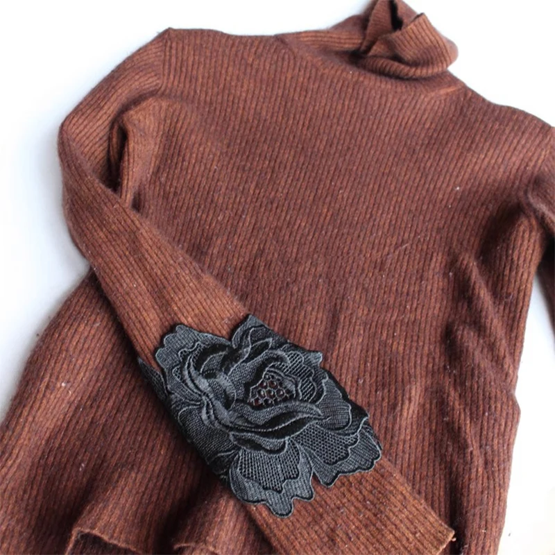 2 шт. белые красивые двухслойные стерео черные кружевные цветочные нашивки