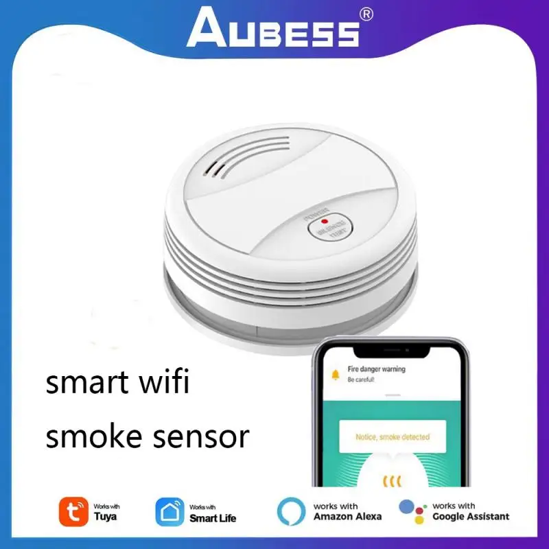 

Aubess Tuya WiFi Smart Smoke Sensor Smart Home Remote App Notification Alarm Smoker Detection Home Security Protection Kit