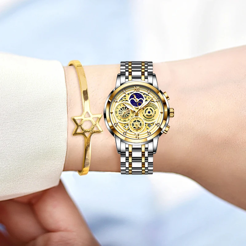 LIGE Ladies Watch Woman Luxury Fashion Waterproof Watch for Women Watches Quartz Stainless Steel Clock Gift Relogio Feminino+Box