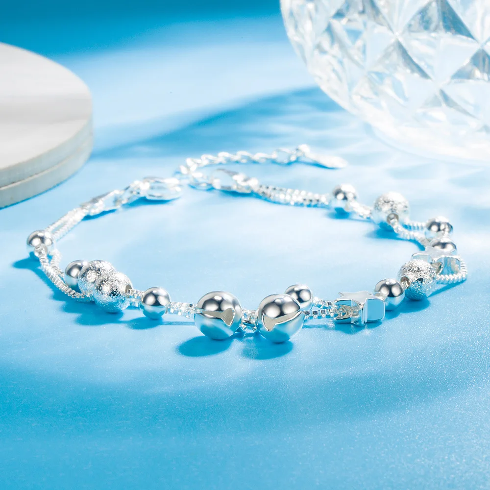 

Лидер продаж, двухуровневый посеребренный маленький браслет со звездными шариками, модные ювелирные изделия S925 для женщин, браслет с мален...