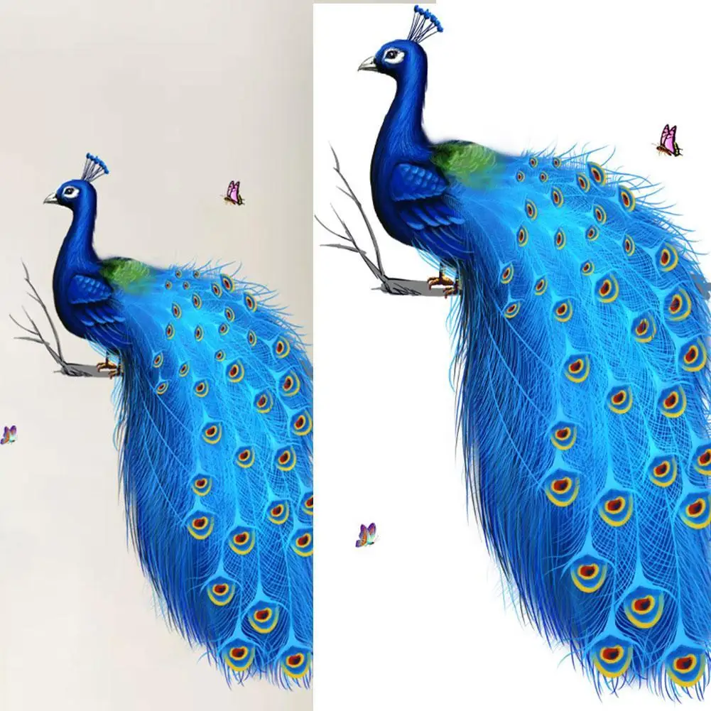 Наклейка на стену с рисунком синего павлина самоклеящаяся наклейка для