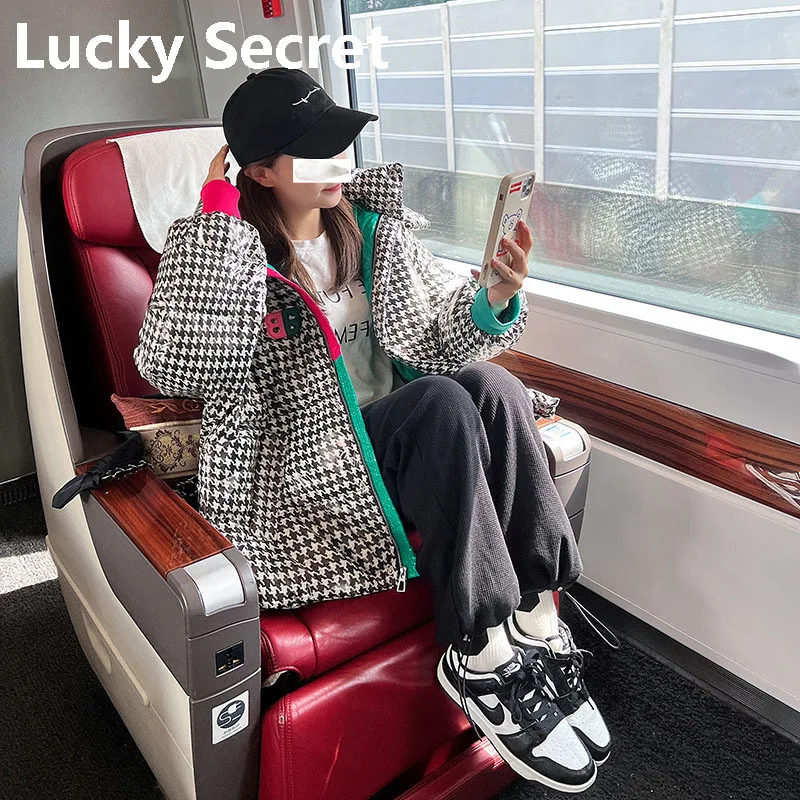 new in outdoor clothes Down jacket women The new 2022 houndstooth wash-free heavy cotton warm winter woman down jacket down coat