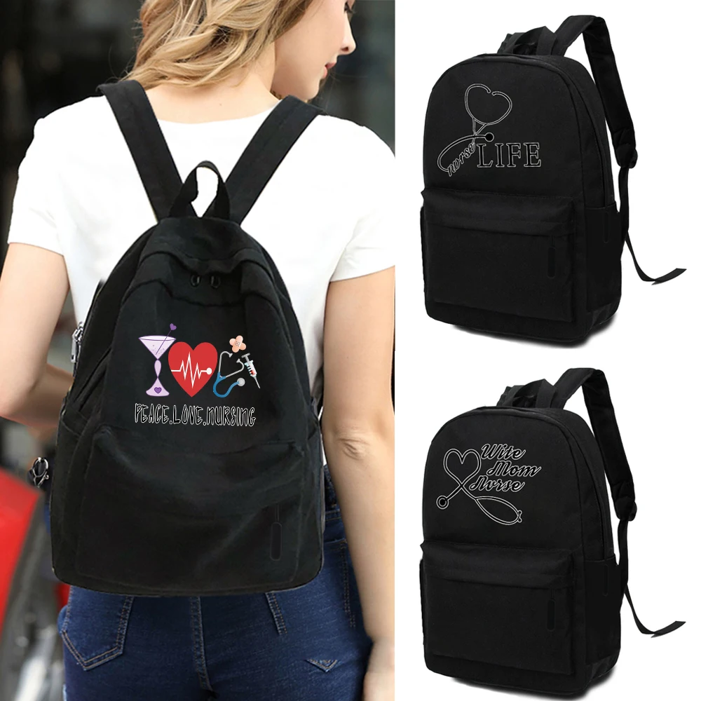 

Simple Women Fashion Backpacks School Backpack for Casual Teen Girls Shoulder Bag Nurse Print Large Travel Essential Organizer