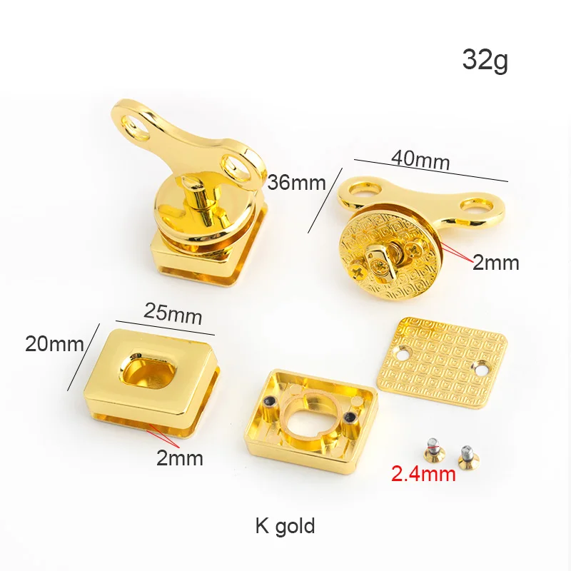 5-10-30pieces 40x36mm Turn Lock Purse Making Accessories Metal Purse Twist Lock Craft Case Clasp