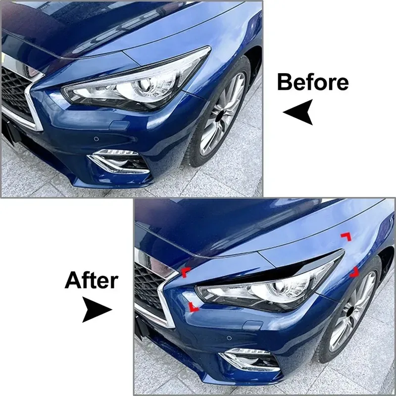 Фото Накладки на фары (реснички) для Infiniti Q50 Q50s 2014+ Декоративные накладки на фары, внешний тюнинг, обвесы №2
