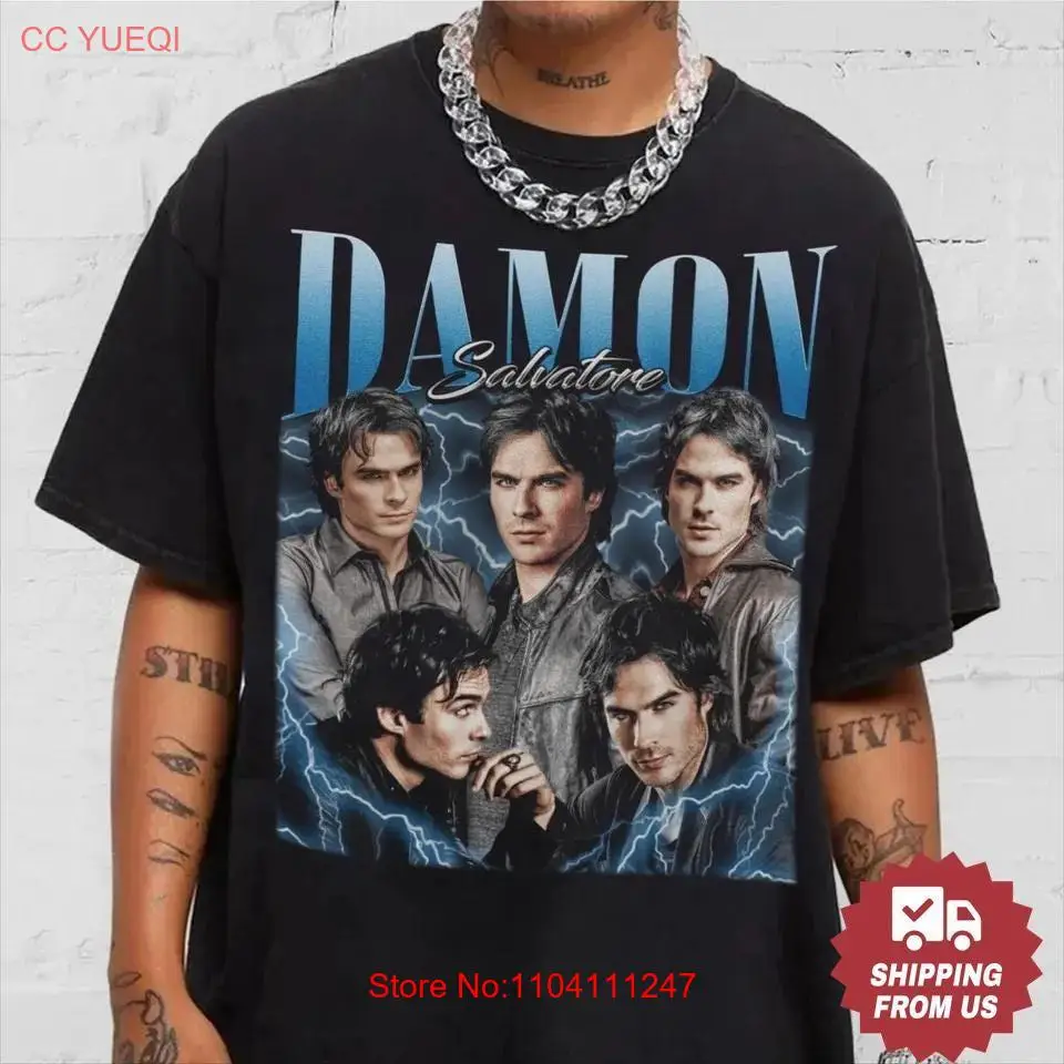Ретро Футболка Дэймон Сальваторе SweaT The Vampire Diaries TVD Fan Merch с длинными или короткими
