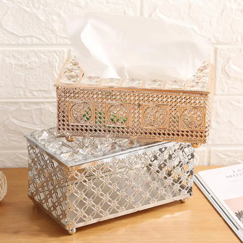 

Elegant Tissue Paper Dispenser 1pcs Glass Tissue Box Household Gold Tissue Dispenser Colorful Creative 2023 Home Storage Case