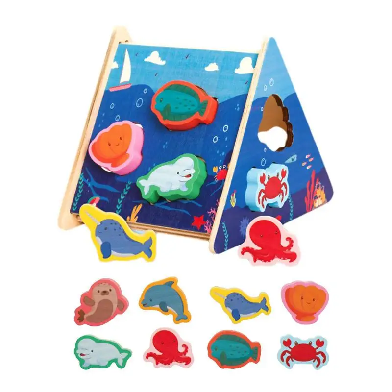 

Shape Sorter For Toddlers Cartoon Shape Matching Game Montessori Early Learning Toys For Toddlers Fine Motor Skills Hand-Eye