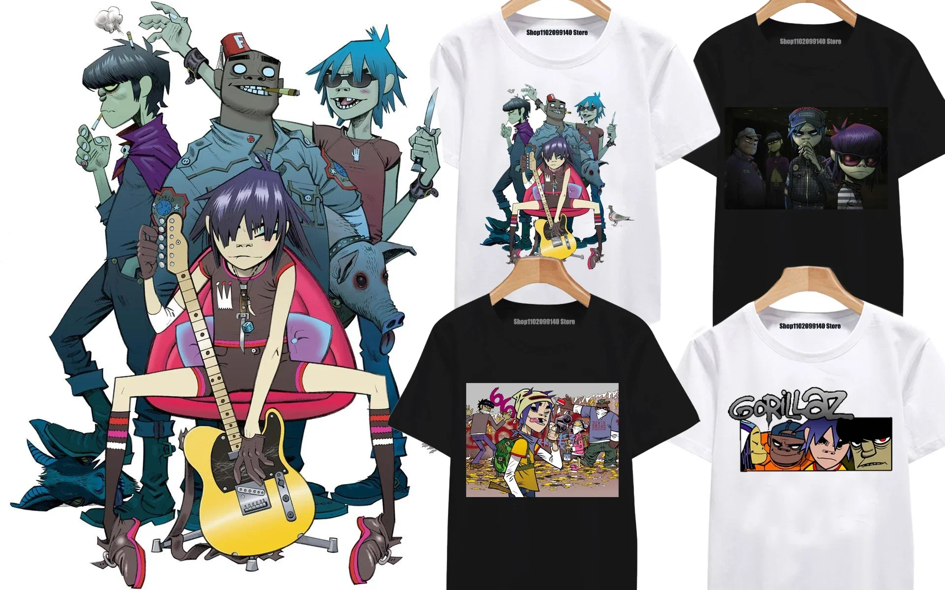 Футболка Gorillaz для женщин аниме Kawai с принтом кота забавные топы унисекс