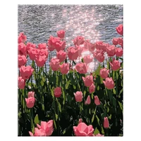 fsbcgt pink tulips diy painting by numbers adults drawing on canvas coloring by numbers wall art decor