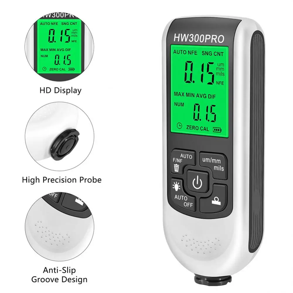 HW-300PRO Auto Thickness Gauge Digital Coating Car Paint Tester 0.1micron/0-2000 Paint Film Thickness Russian Measuring Tools images - 6