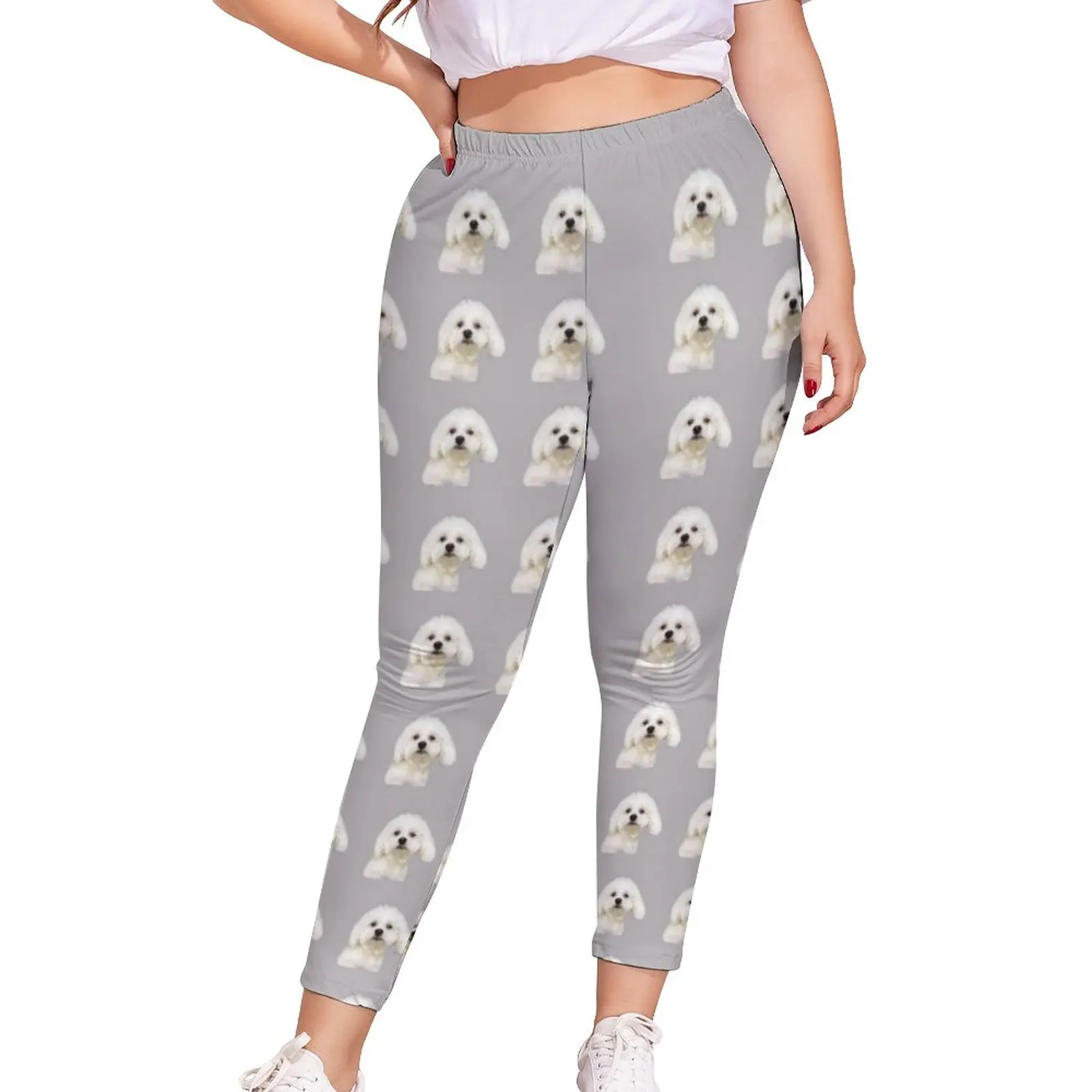 

Dog Leggings Maltese Printed Teen Legging Shaping Retro Street Pants
