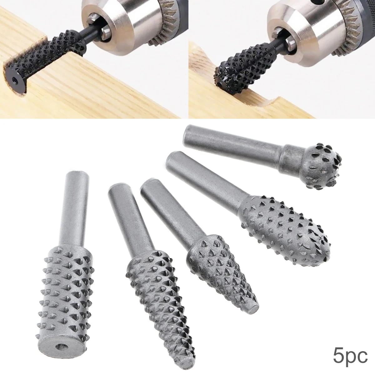 

Milling Cutter 5 pcs / set Woodworking Shaped Rotary File 1 / 4" Woodworking Scythe Grinding Head Woodworking Rotary File