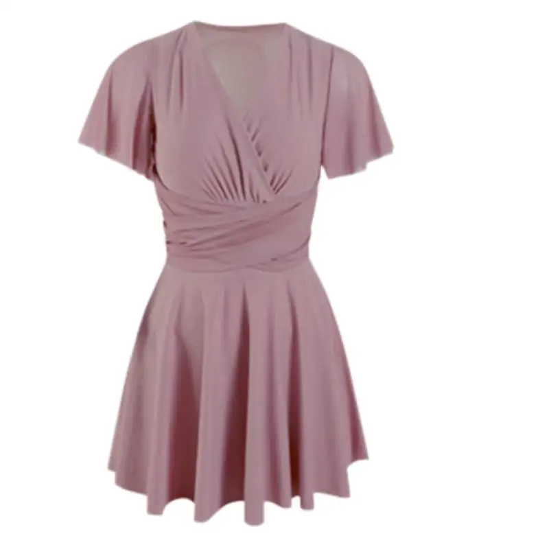 Женский пляжный купальник размера плюс плиссированная юбка со средней посадкой