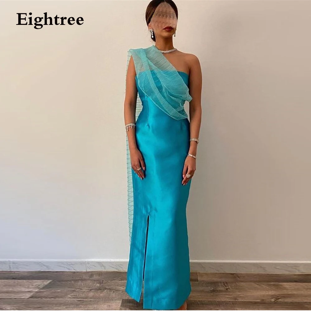 

Eightree Sinmple Strapless Evening Dresses Mermaid Stain Sequined Leg Slit Saudi Arabia Party Dresses Robes De Soirée 2023