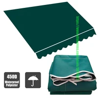 Dark Green Manual Telescopic Canopy Replacement Cloth Poly Fabric Outdoor Awning Waterproof Material Store Banner UV Block