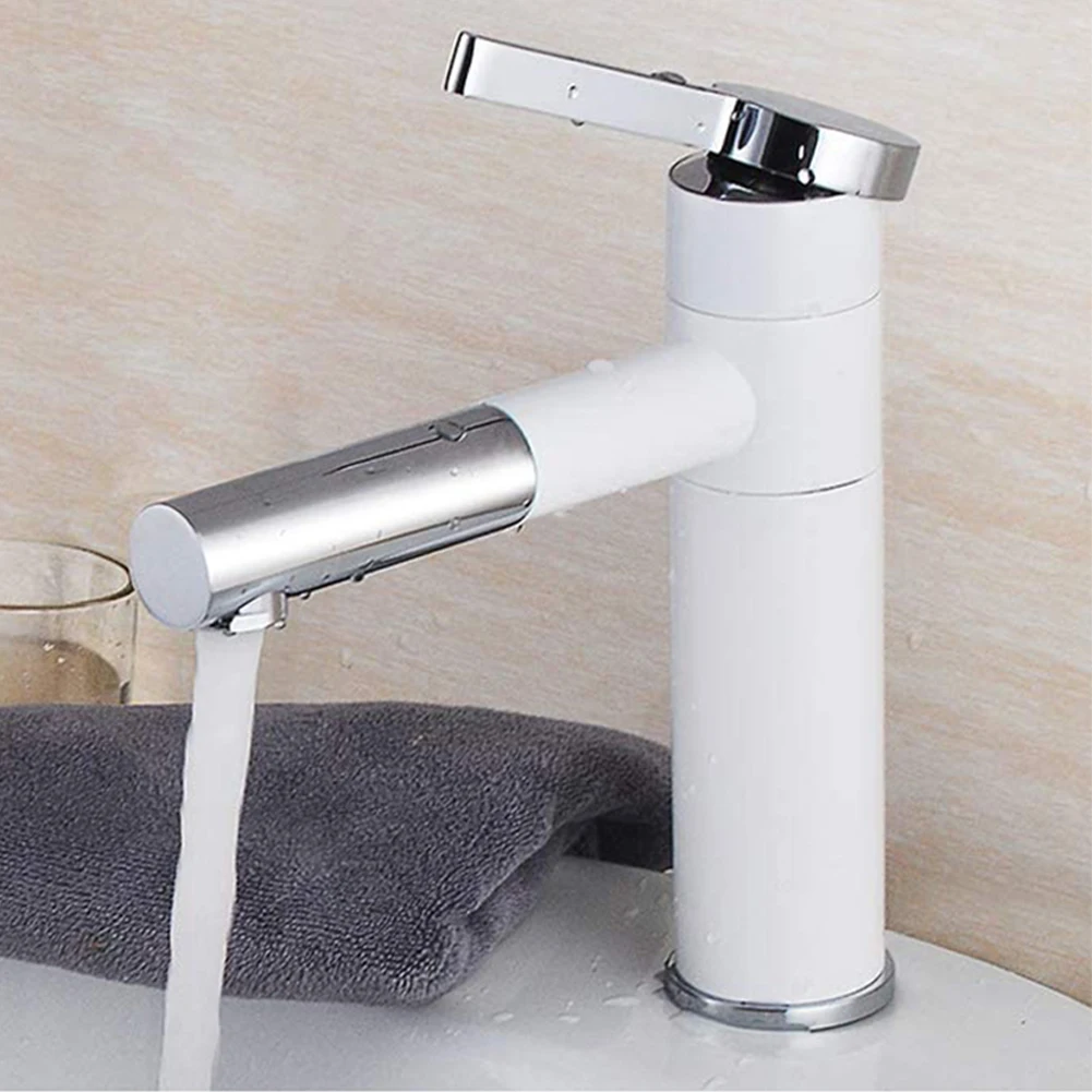 

Faucet Bathroom With Hose Modern Deck Mounted Sink Faucets 360 Rotation Spout Basin Mixer Hot Cold Water Brass Tap For Kitchen
