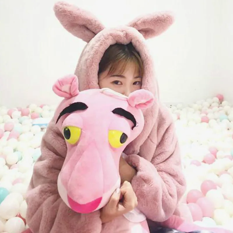 Cartoon Imitation Rabbit Fur Grass Padded Cardigan Fashion Jacket Cute Hooded Faux Fur Rabbit Ears Hooded Fluffy Jacket Women