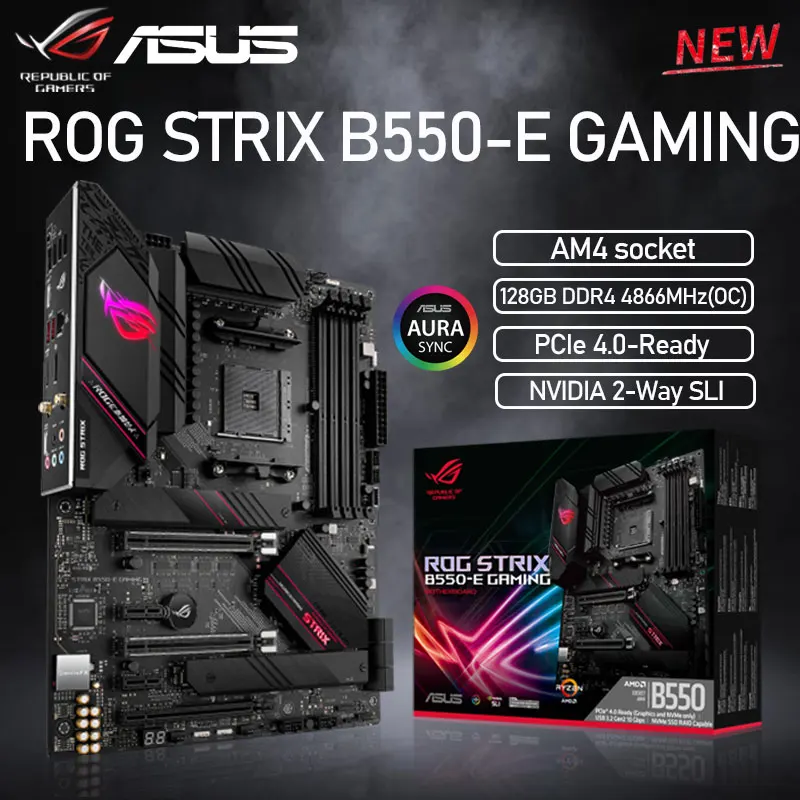 

AM4 ASUS ROG STRIX B550-E GAMING системная плата AMD Ryzen 3rd DDR4 128GB(OC) PCI-E 4,0 M.2 B550 Placa-MOM AM4 ATX Desktop B550 Новинка
