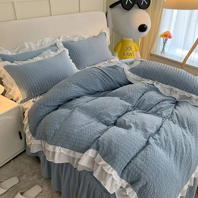 Кружево для спальни мягкие покрывала двуспальной кровати домашний удобный