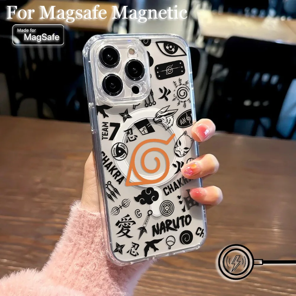 Фото Магнитный чехол для телефона Magsafe в Японии HotAnime для Narutos iPhone 16, 15, 14, 13, 12, 11, 8, 7 Plus Pro Max X XR XSMax, мягкий прозрачный чехол из ТПУ №5