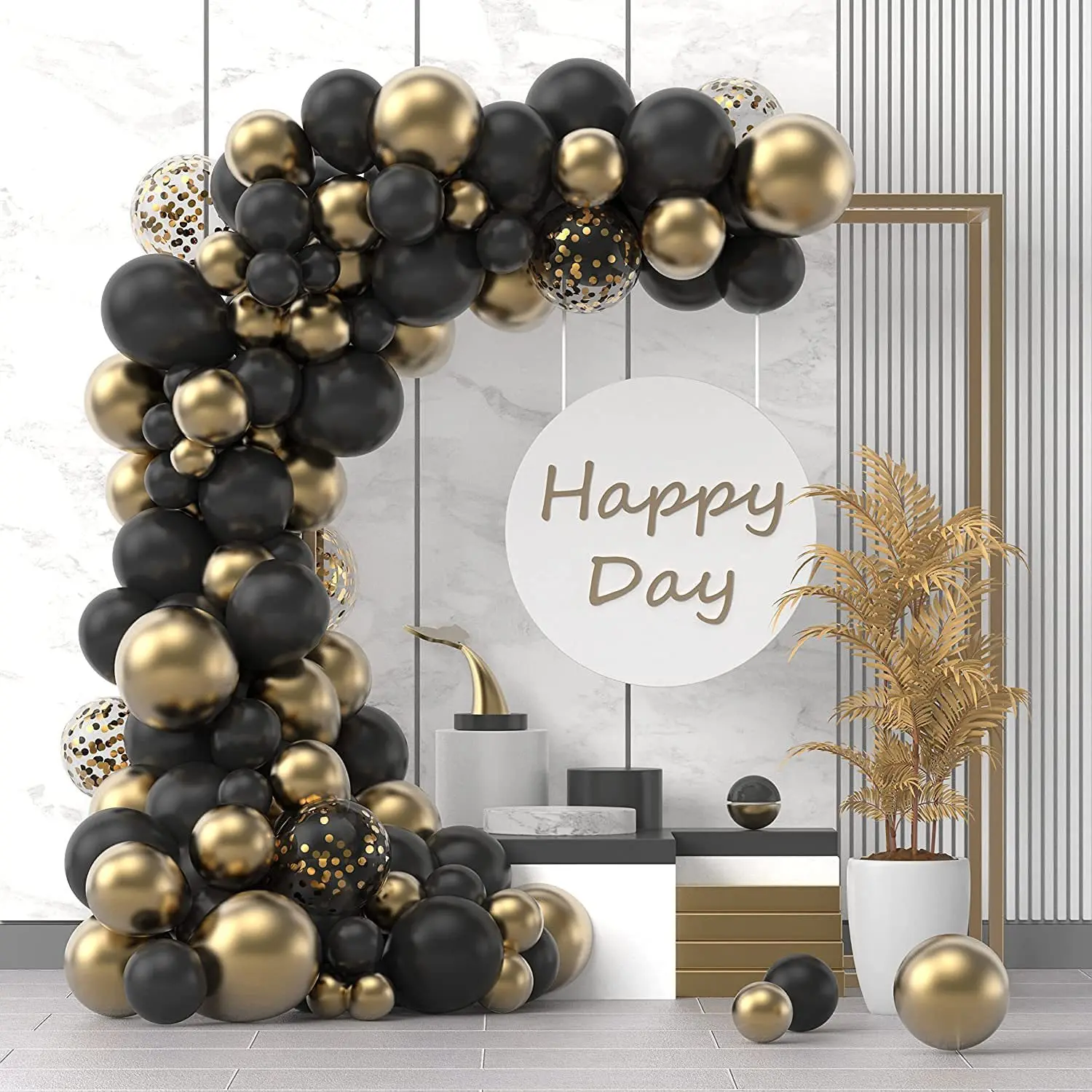 

120pcs Black Gold Balloon Garland Balloon Arch Kit Confetti Latex Balloon Birthday Party Decorations Adults Baby Shower Decor