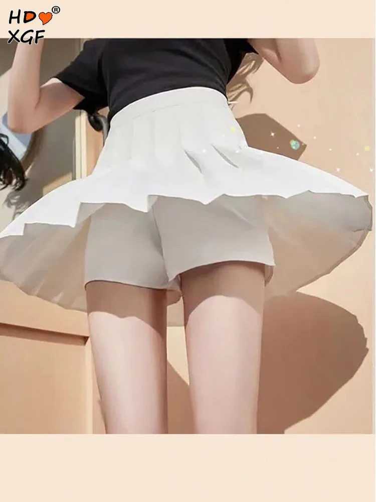 

Женская короткая плиссированная юбка, белая трапециевидная мини-юбка на молнии с завышенной талией, в студенческом стиле, Y2k, лето 2023