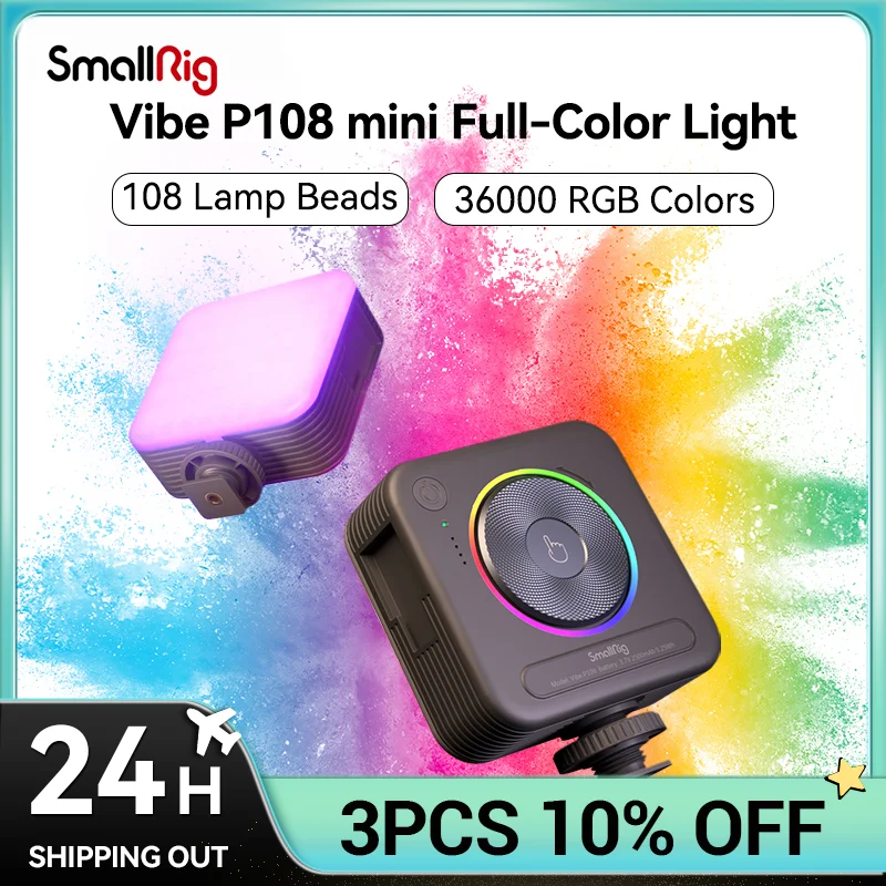 

SmallRig P108 RGB Video Light,Portable LED Camera Lights 360 Full Color Photography Lighting ,2500mAh Rechargeable On-Camera