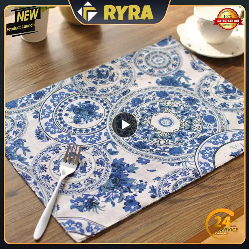 

Коврик из хлопка и льна, подставки для чашек, двусторонний коврик с теплоизоляцией, коврик для столовой посуды, нескользящий коврик для украшения стола, коврик для столовой посуды