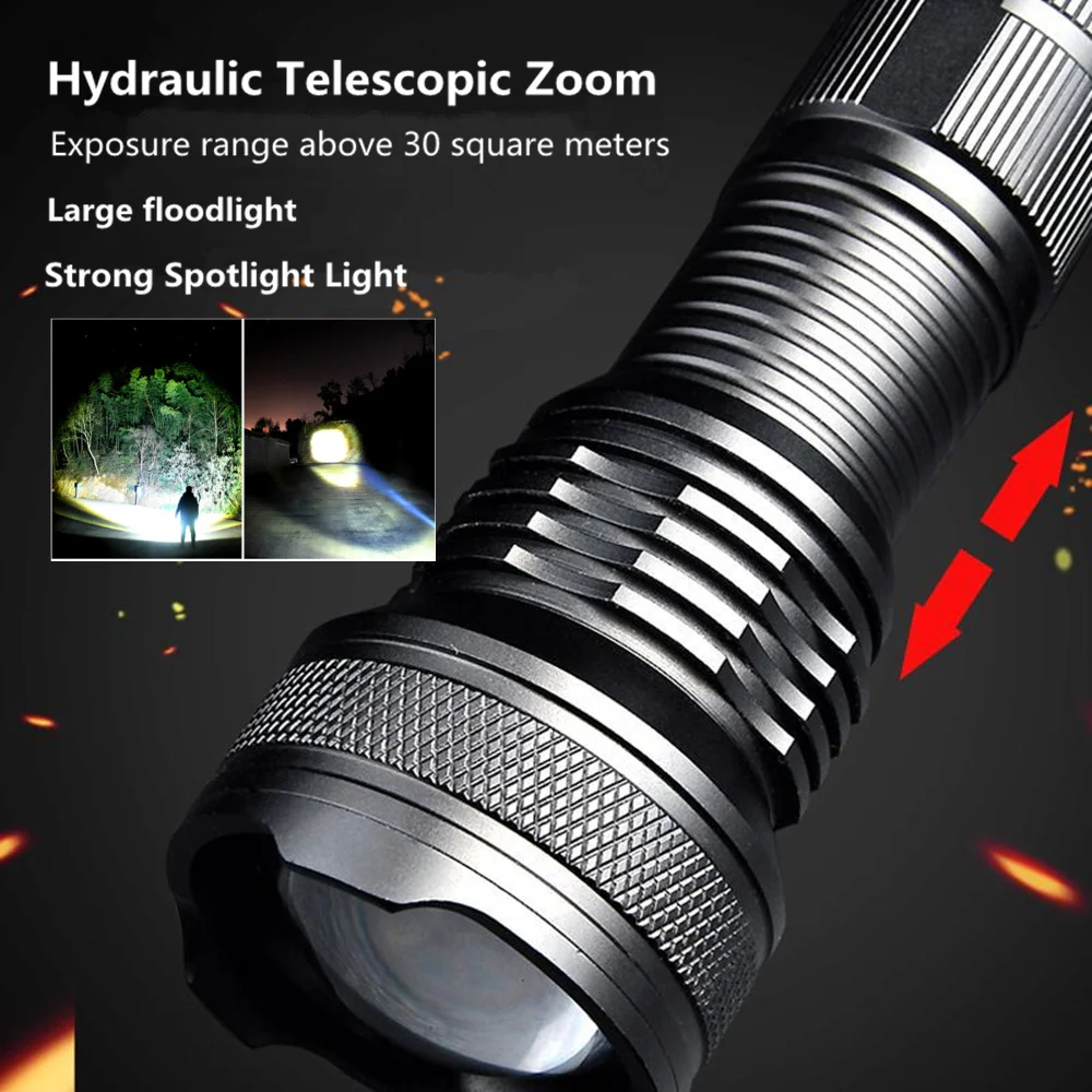 Фонарик высокой мощности с металлическим переключателем и телескопическим