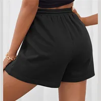 Cotton Linen Shorts Women's Sports Shorts Summer Solid High Waist Black Shorts Women Fashion Plus Size Casual Basic Short Pants 3