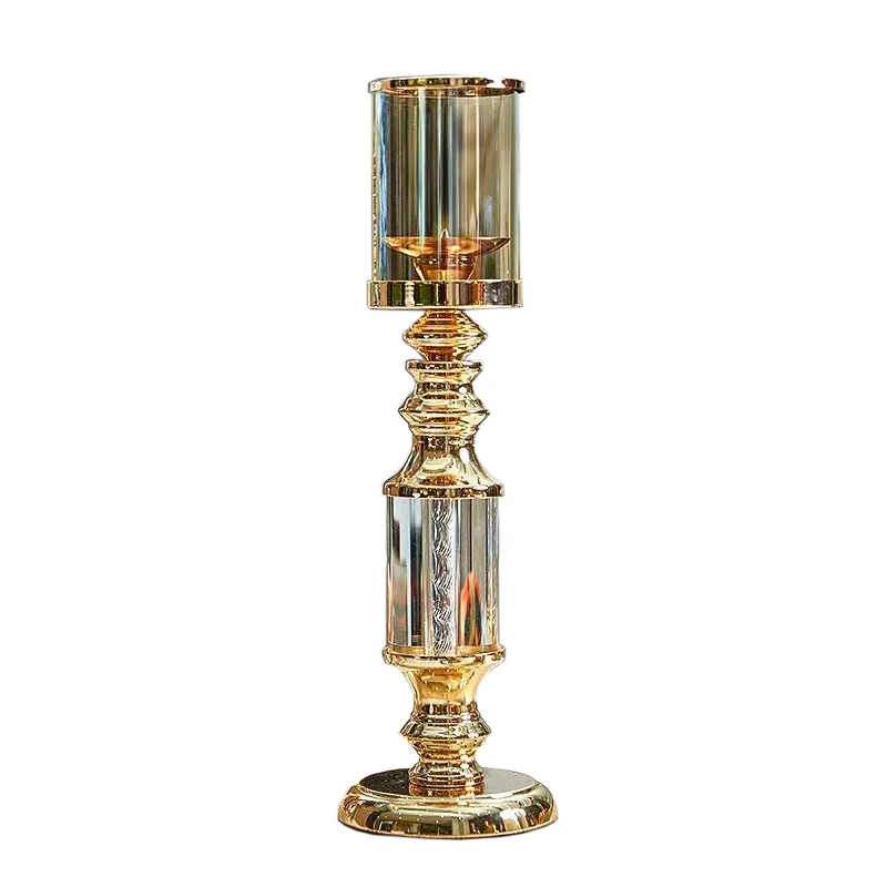 

Simple Candle Holders Modern Nordic Style Geometric Decor Metal Candle Holder Tops Crystal Luxury Bougeoir Candlestick EH50CH