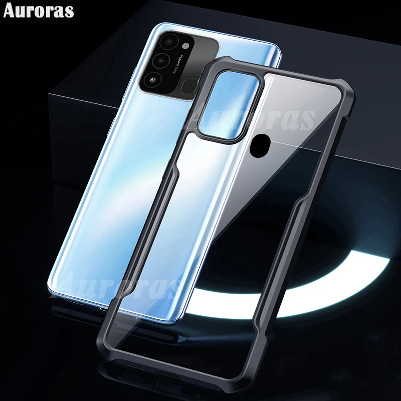 Чехол Auroras для Tecno Spark 8C противоударный чехол блестящий прозрачный с мягкой рамкой