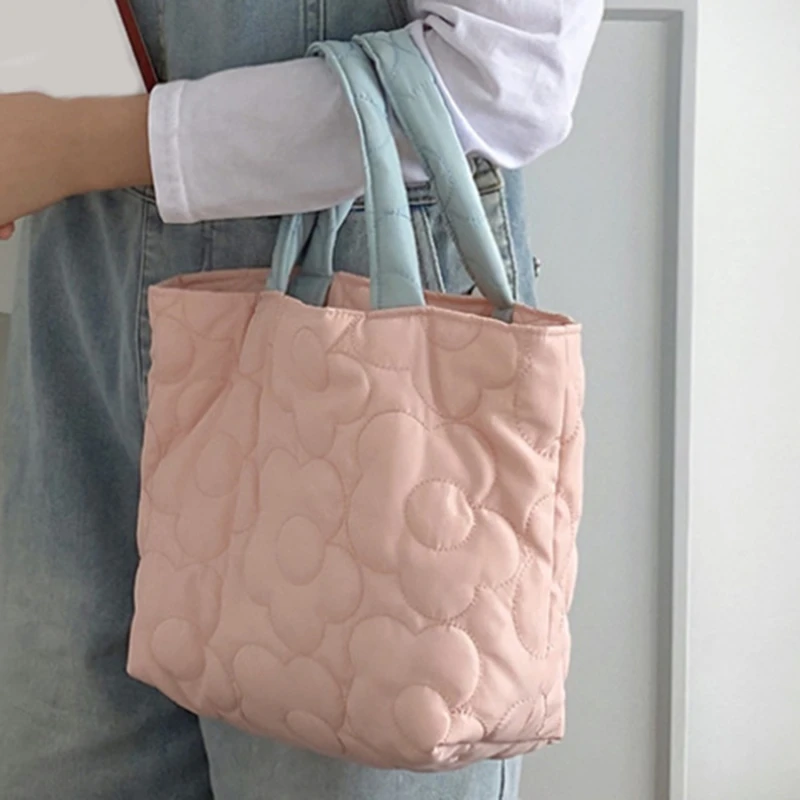 2022 Shopping Bags Durable Travel Storage Sweet Embroidered Flowers Reusable Women Portable Lunch Bag Handbags Organizer Pouch |