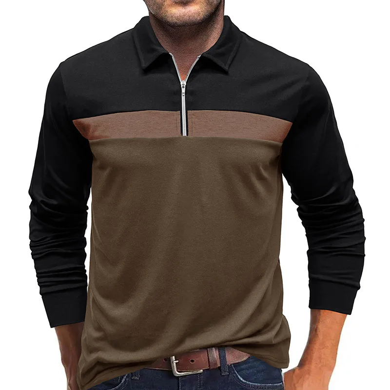 

Polo Shirts Long Sleeve T Shirts for Men Casual Autumn Winter Spring Men's Tops Streetwear Business Zipper Fashion Clothings