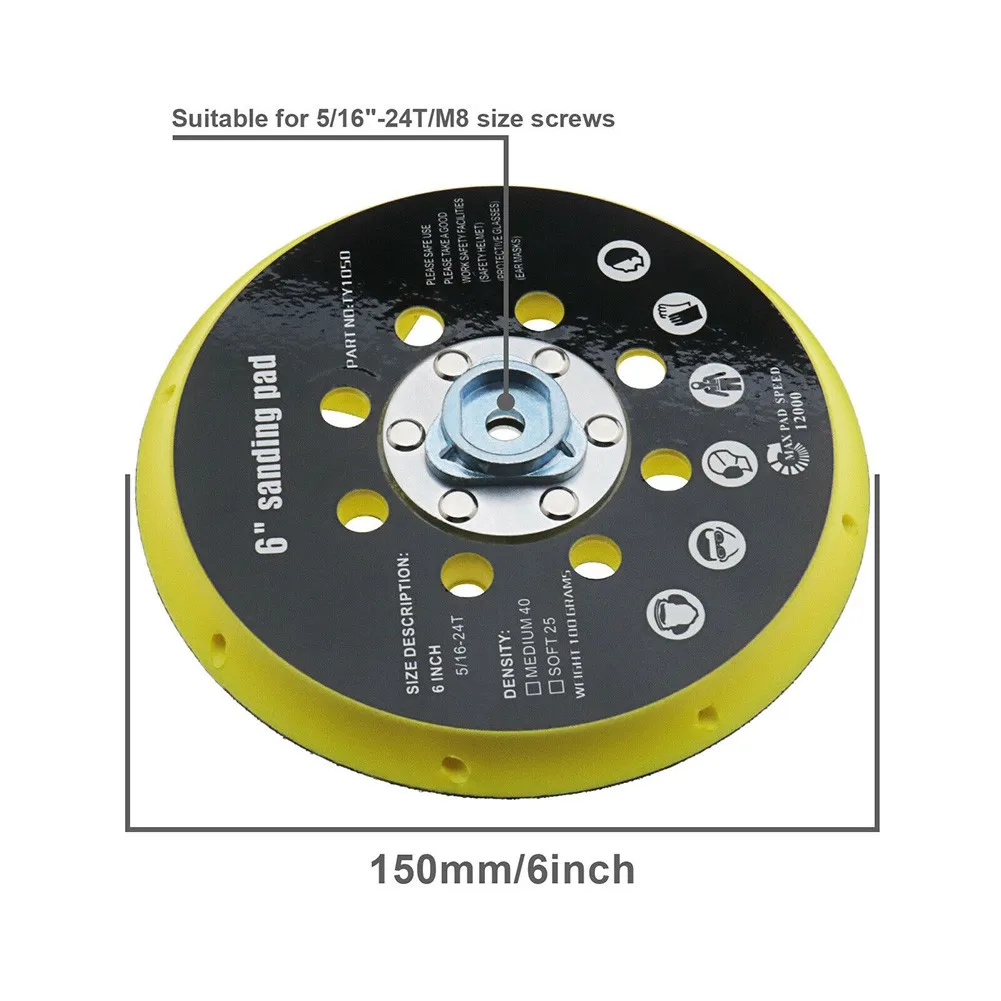 150mm Sander Backing Pad 17 Holes Sanding Disc 6 Inch For Orbital Sander Grinding Pad Replacement Sander Pad Practical